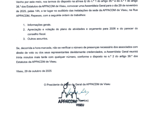 Convocatória Assembleia Geral 29novembro