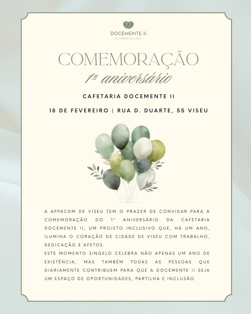 Anunciar comemoração 1ano docemente