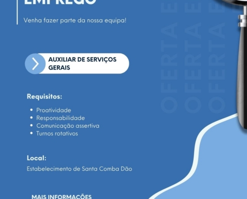 Oferta de EMPREGO – Auxiliar de Serviços Gerais